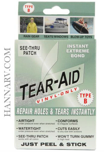 Tearepair Inc. D-BOX-B-100 Tear-Aid Type B 3 Inch x 12 Inch Vinyl Only See Thru Patch Kit
